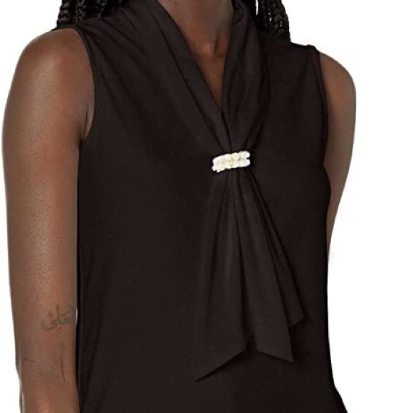 Karl Lagerfeld Women's Sleeveless Tied Blouse with Pearl Detail - Picture 6 of 6